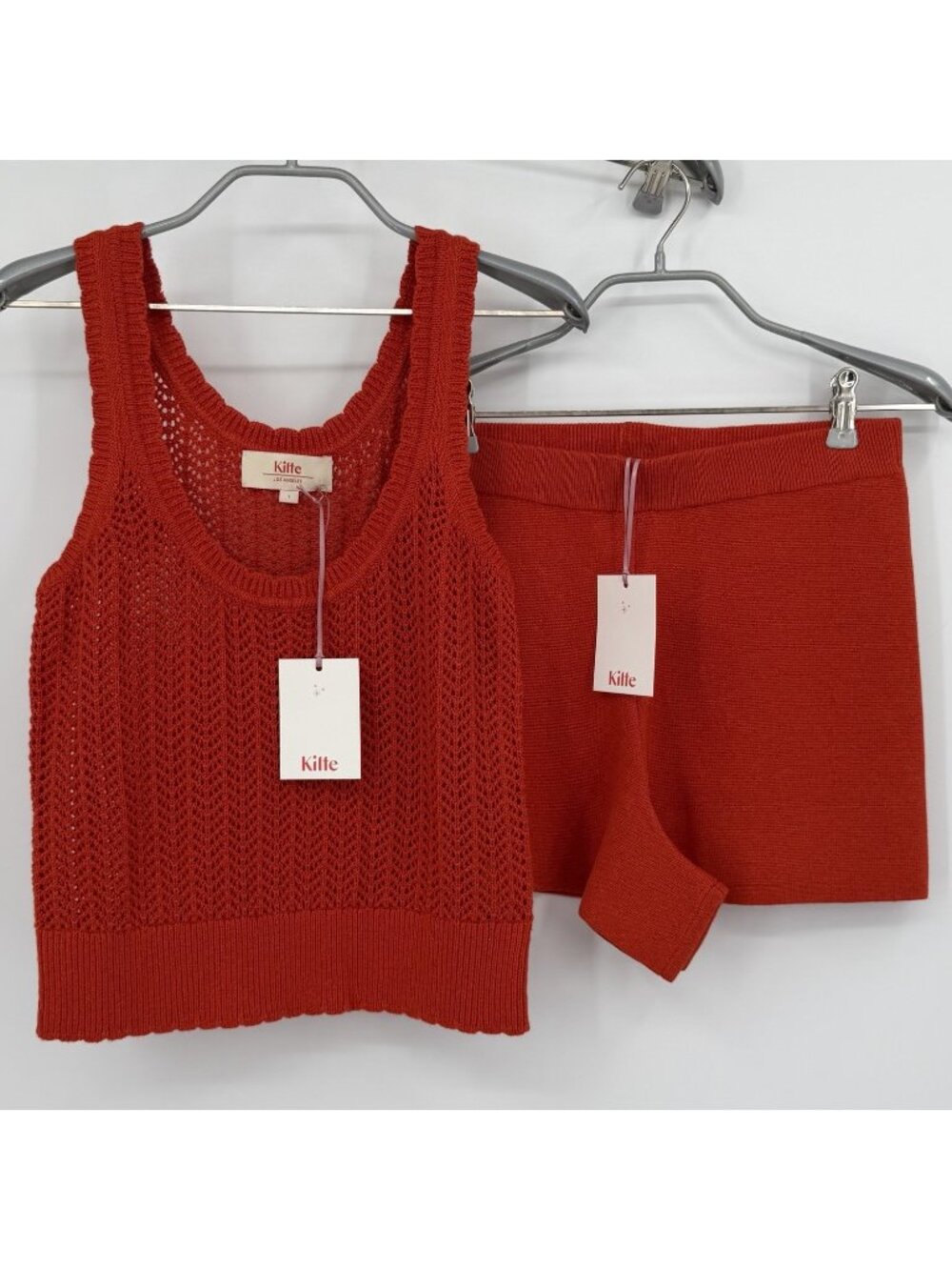 Kilte Collection Matching Set Hailey Crochet Tank & Alex Shorts Cherry Red 1/S